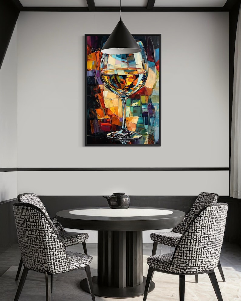 Dining Room Wall Art, Wine Glass Canvas Print, Colorful Abstract Wine ...