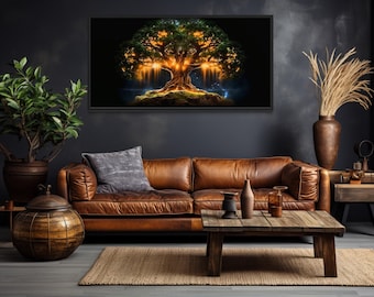 Yggdrasil - Tree Of Life Painting Large Canvas Print - Norse Mythology Symbol Wall Art Framed, Unframed, Ready To Hang
