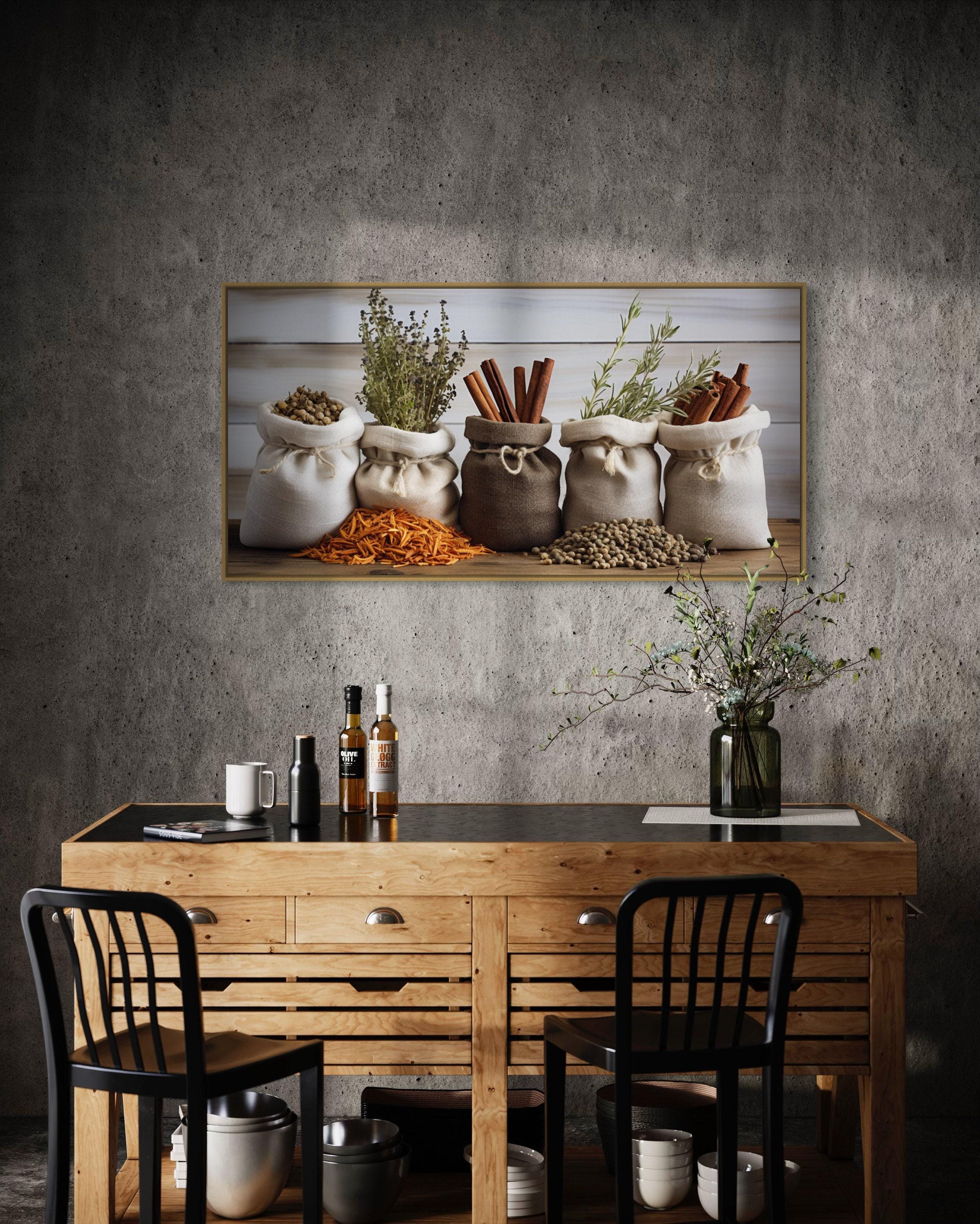 3 panels condiments in the kitchen wall art canvas... Spices and Herbs Large Unique Painting Canvas PRINT, Kitchen Wall Art ...