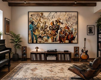 Music Room Wall Art Abstract Jazz Orchestra Painting - Musician