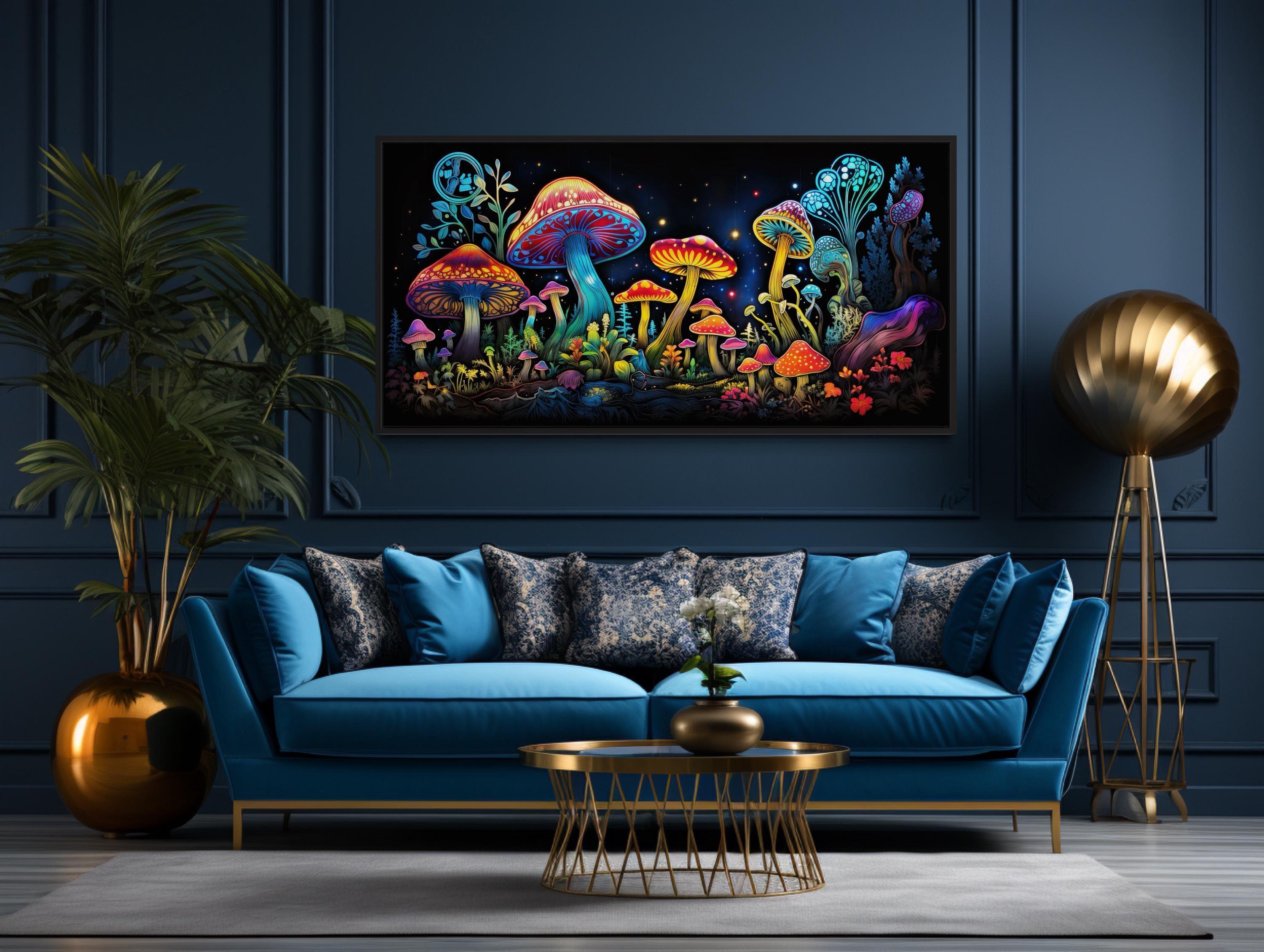Trippy Psychedelic Mushroom Wall Art - Colorful Fantasy Forest Painting ...