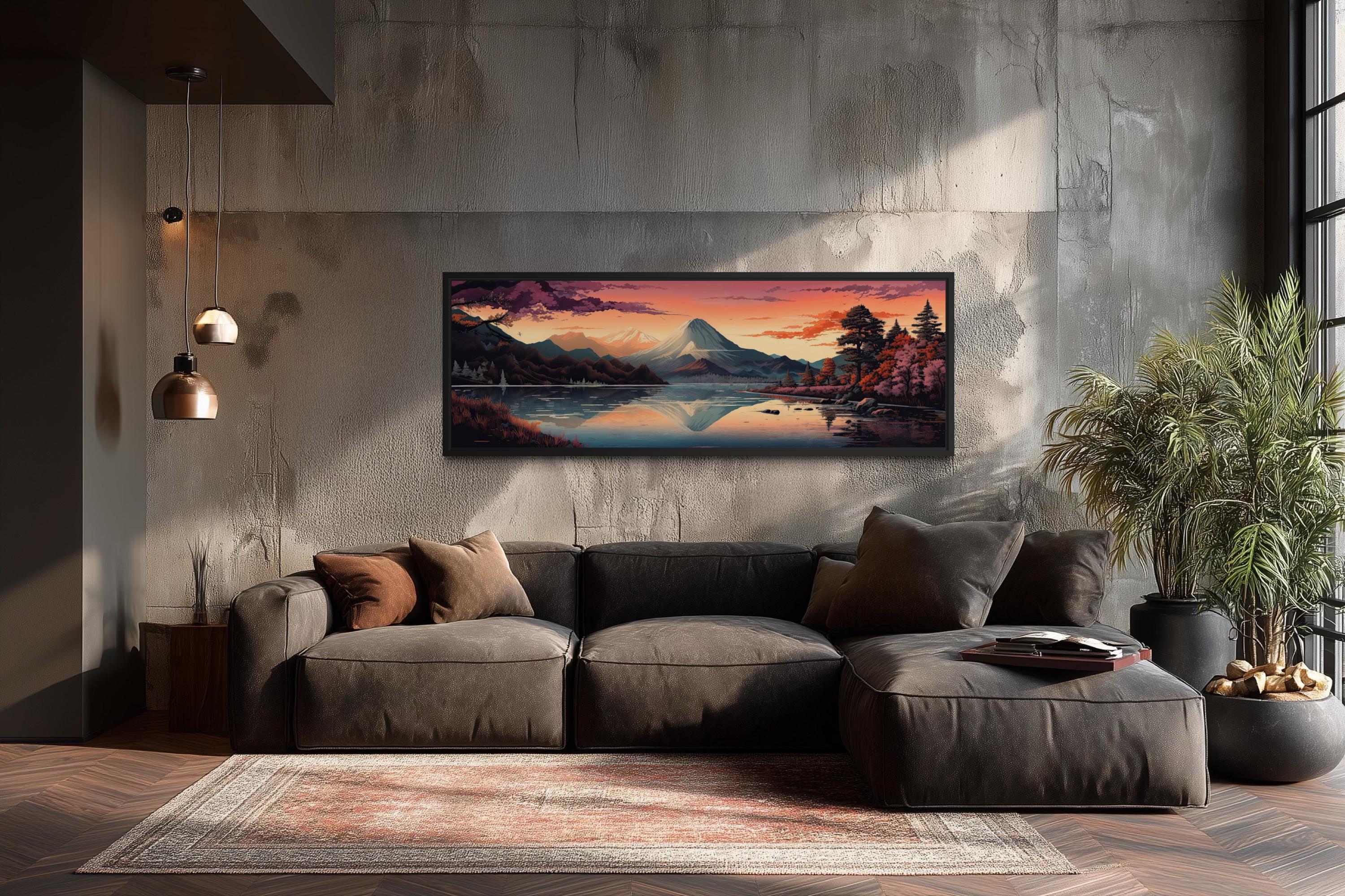 Japanese Landscape Wall Art, Mt. Fuji Panoramic Long Horizontal