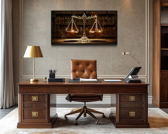 Scales of Justice Wall Art, Lawyer Gift, lawyer office decor, Attorney Wall Art,  Framed Ready To Hang
