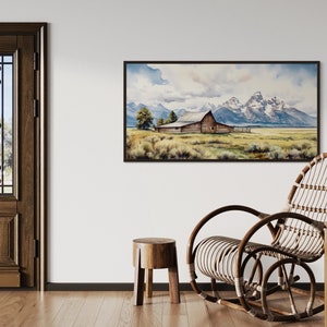 Moulton Barn Painting, Grand Teton National Park Wall Art, Wyoming Scenery Fine Art Canvas Print,   Framed Unframed Ready To Hang