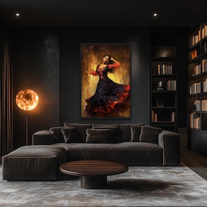 Mexican Wall Art - Woman Dancing Traditional Latin Dance Painting Canvas Print Framed Unframed Ready To Hang