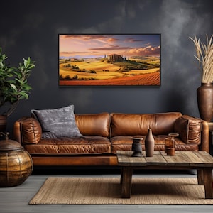 Tuscany Fields Extra Large Painting Canvas PRINT, Italian Landscape Wall Art, Tuscany Wall Decor Framed Ready To Hang
