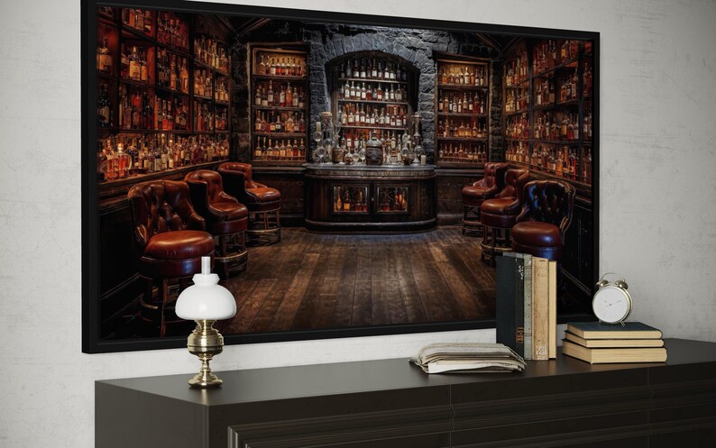 Retro Bar Painting Canvas PRINT, Man Cave Wall Art, Statement Wall Decor, Gifts For Him, Game Room Art, Framed, Unframed, Ready To Hang 画像 4