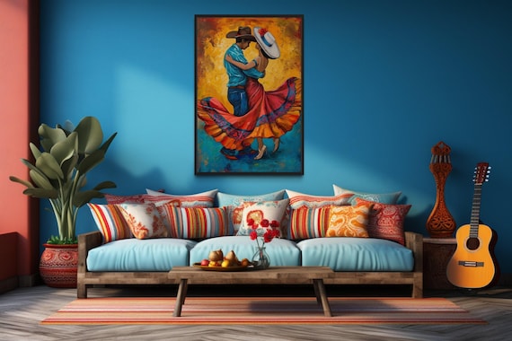 Mexican Wall Art - Man and Woman Dancing Traditional Latin Dance