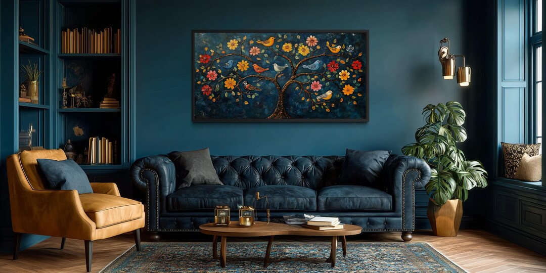 Indian Madhubani Tree of Life Wall Art With Birds and Flowers, Colorful ...