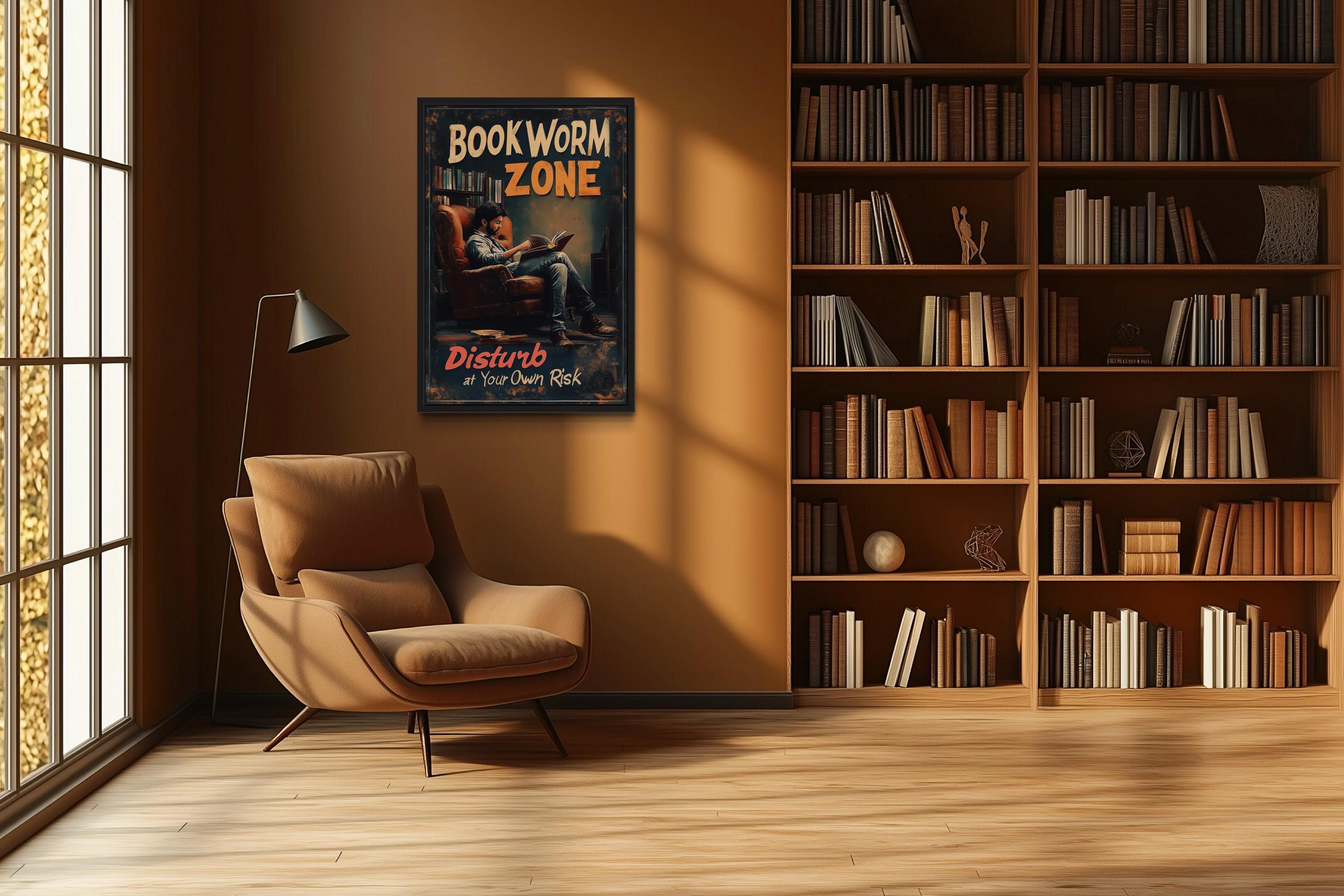 Bookworm Wall Art - Disturb at Your Own Risk Reading Zone Canvas Print ...