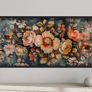 Long Horizontal Rug Antique Long Horizontal Rug Pattern Framed Canvas Wall Art, Above Bed ...