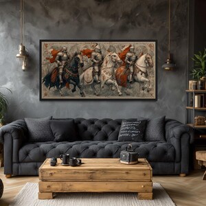 Medieval Knights Wall Art – Gothic Battle Scene Canvas Print, Armored ...