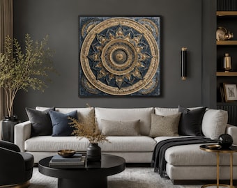 Mandala Wall Art - Indian Wall Decor, Red Black Mandala Painting Canvas PRINT, Spiritual Meditation Square Wall Art Framed Ready To Hang