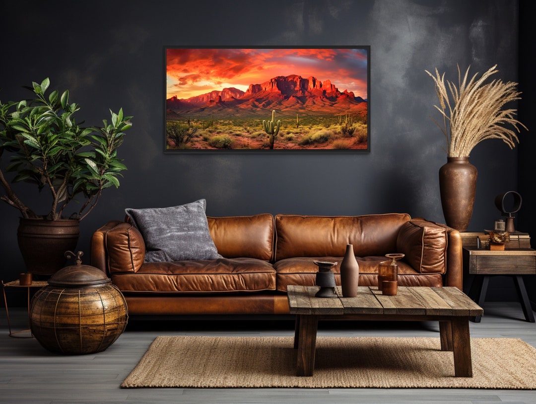 Arizona Desert Wall Art, Desert Sunset Painting Canvas PRINT, Four ...
