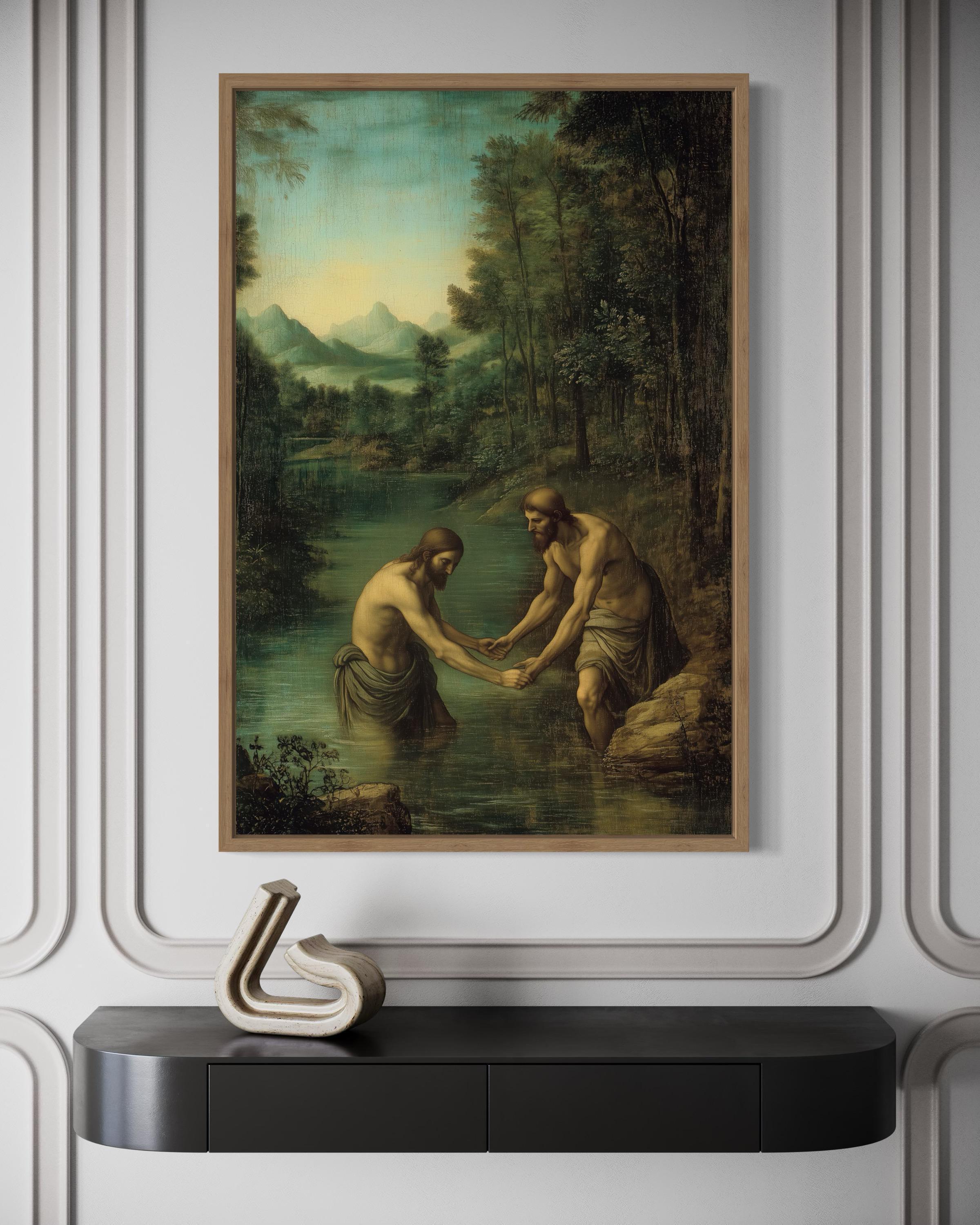 Baptism of Christ Wall Art, Jesus Baptism by John the Baptist Painting ...