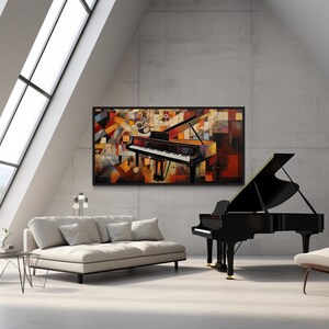 Music Wall Art - Abstract Piano Painting Canvas PRINT, Music Room Wall ...