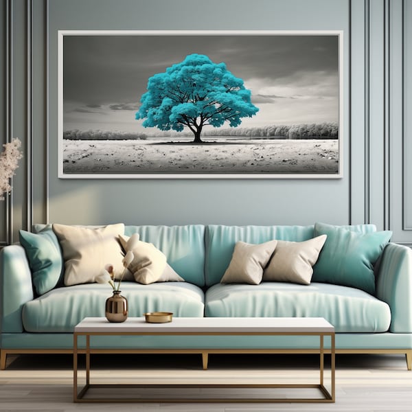 Teal Gray Wall Art Etsy
