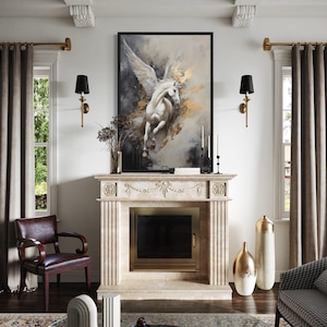 Pegasus Wall Art, Winged Horse Abstract Painting Extra Large Canvas PRINT, Greek Mythology Wall Art Framed Or Unframed Ready To Hang