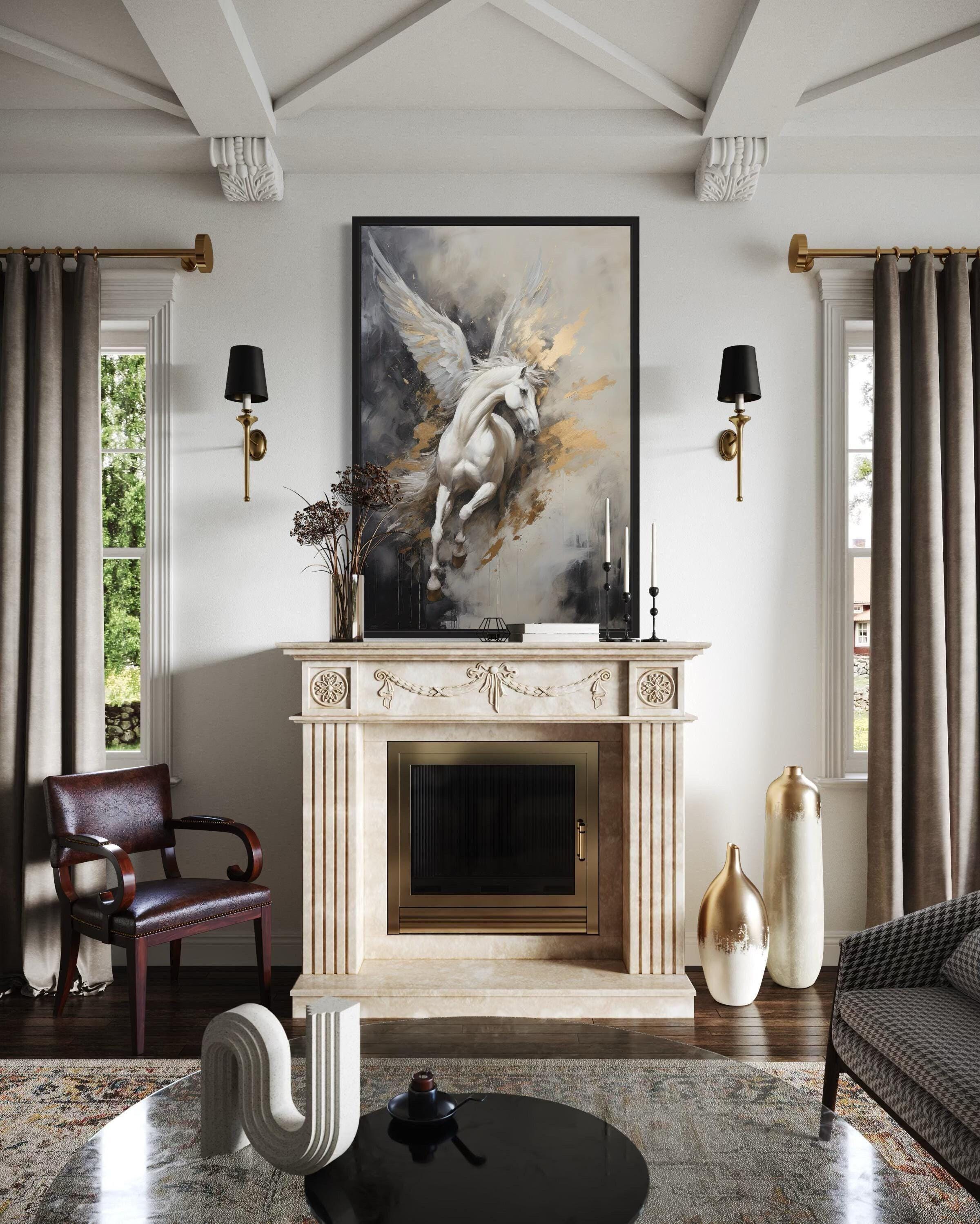 Pegasus Wall Art, Winged Horse Abstract Painting Extra Large Canvas ...