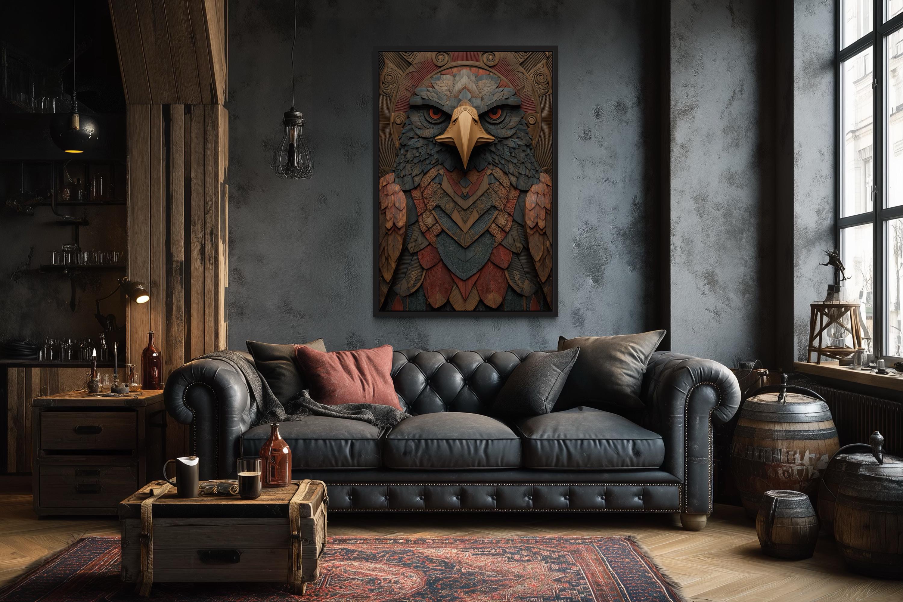 Tribal Eagle Canvas Wall Art – Bold Native Inspired Eagle Head Painting ...