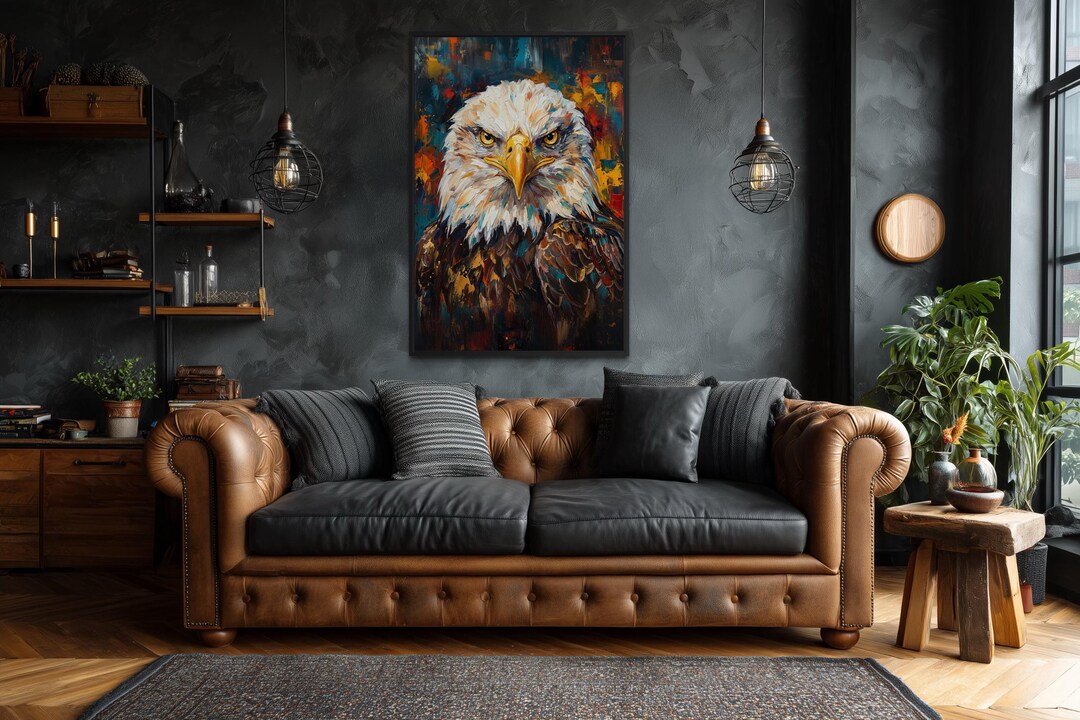 Bald Eagle Canvas Wall Art – Patriotic American Symbol Painting, Bold ...