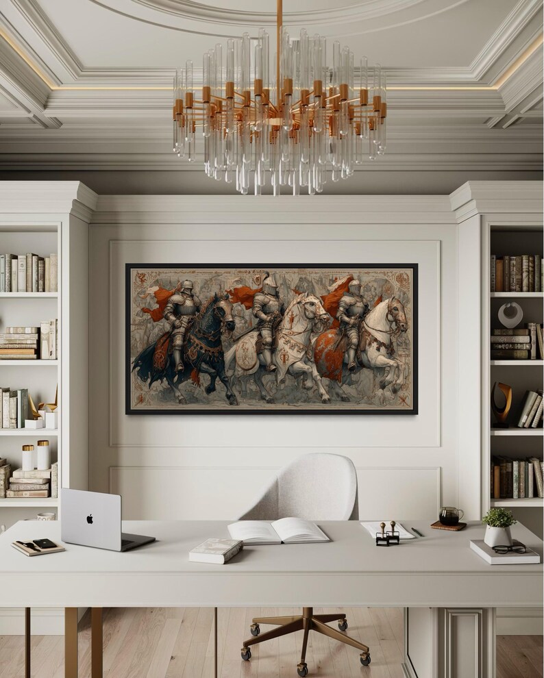 Medieval Knights Wall Art – Gothic Battle Scene Canvas Print, Armored ...