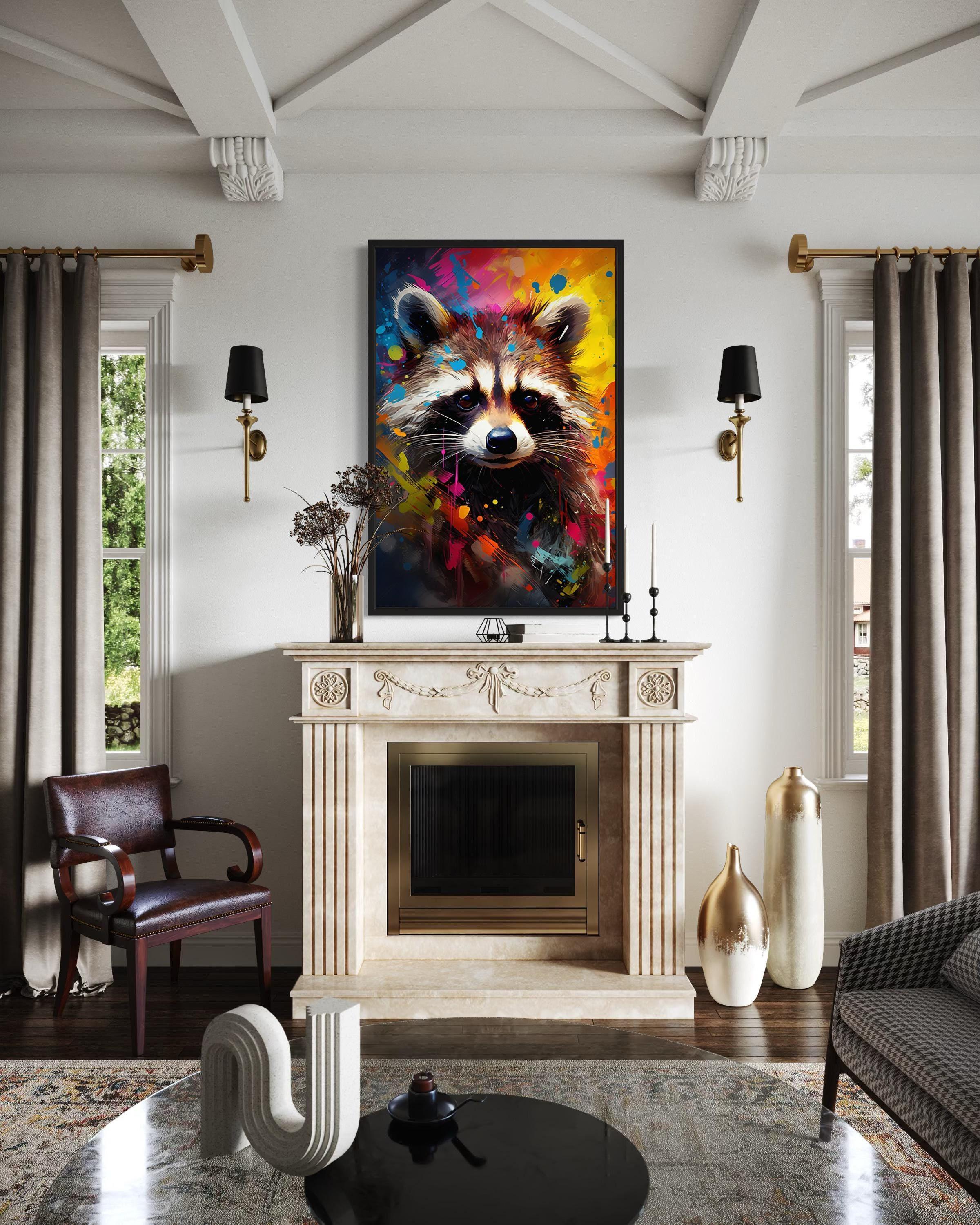 Raccoon Colorful Pop Art Graffiti Portrait Painting Cavas PRINT, Man ...