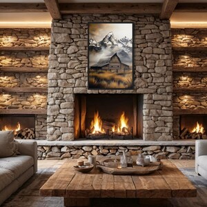 Moulton Barn In Grand Teton Wall Art, Abstract Painting Extra Large Canvas PRINT, Man Cave, Southwestern Decor Framed Ready To Hang