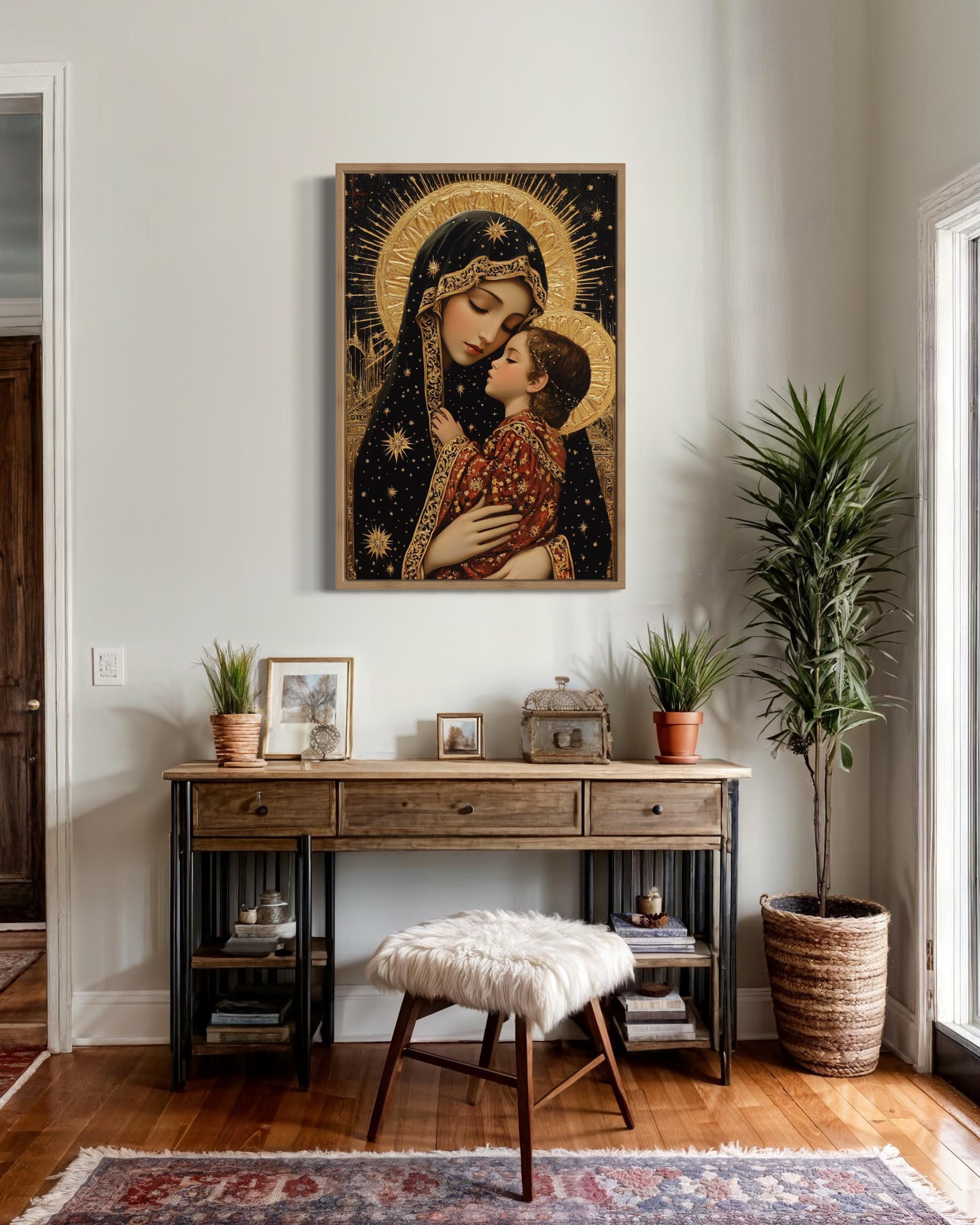 Virgin Mary and Baby Jesus Modern Icon Christian Canvas Wall Art ...
