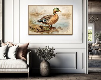 Mallard Duck Art Print -  Lodge Decor, Duck Painting Canvas PRINT, Cabin Decor, Waterbirds Art PRINTs Ready To Hang