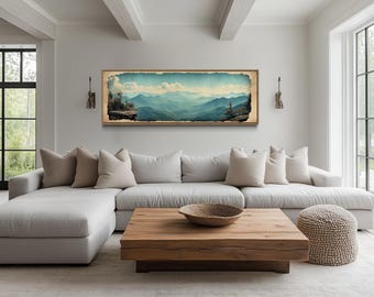 Blue Ridge Mountains Wall Art - Panoramic Landscape Canvas Print, Appalachian Mountain View Travel Poster Framed Ready To Hang