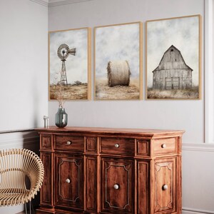 Farmhouse Wall Art Set Of Three Rustic Farm Prints - Painting Of