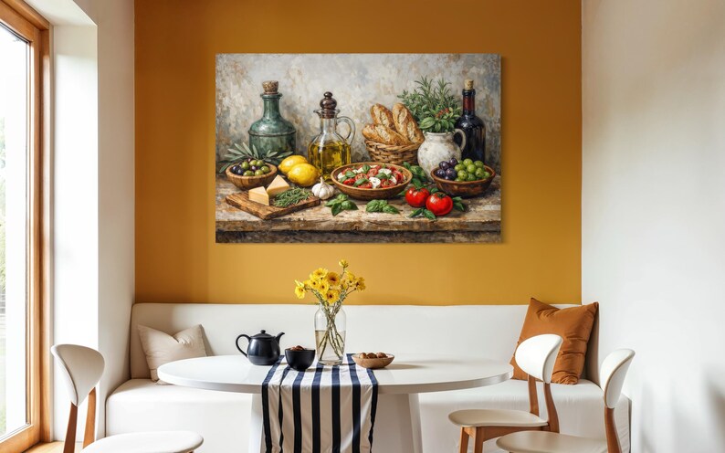 Mediterranean Food Wall Art Canvas Print, Rustic Italian Still Life ...