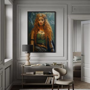 Macha Goddess Poster Painting Or Canvas - Irish Goddess of Sovereignty, War, Fertility, Horses. Celtic Mythology Wall Art Ready To Hang