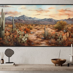 Desert Landscape With Cacti Wall Art Extra Large Canvas- Southwestern ...