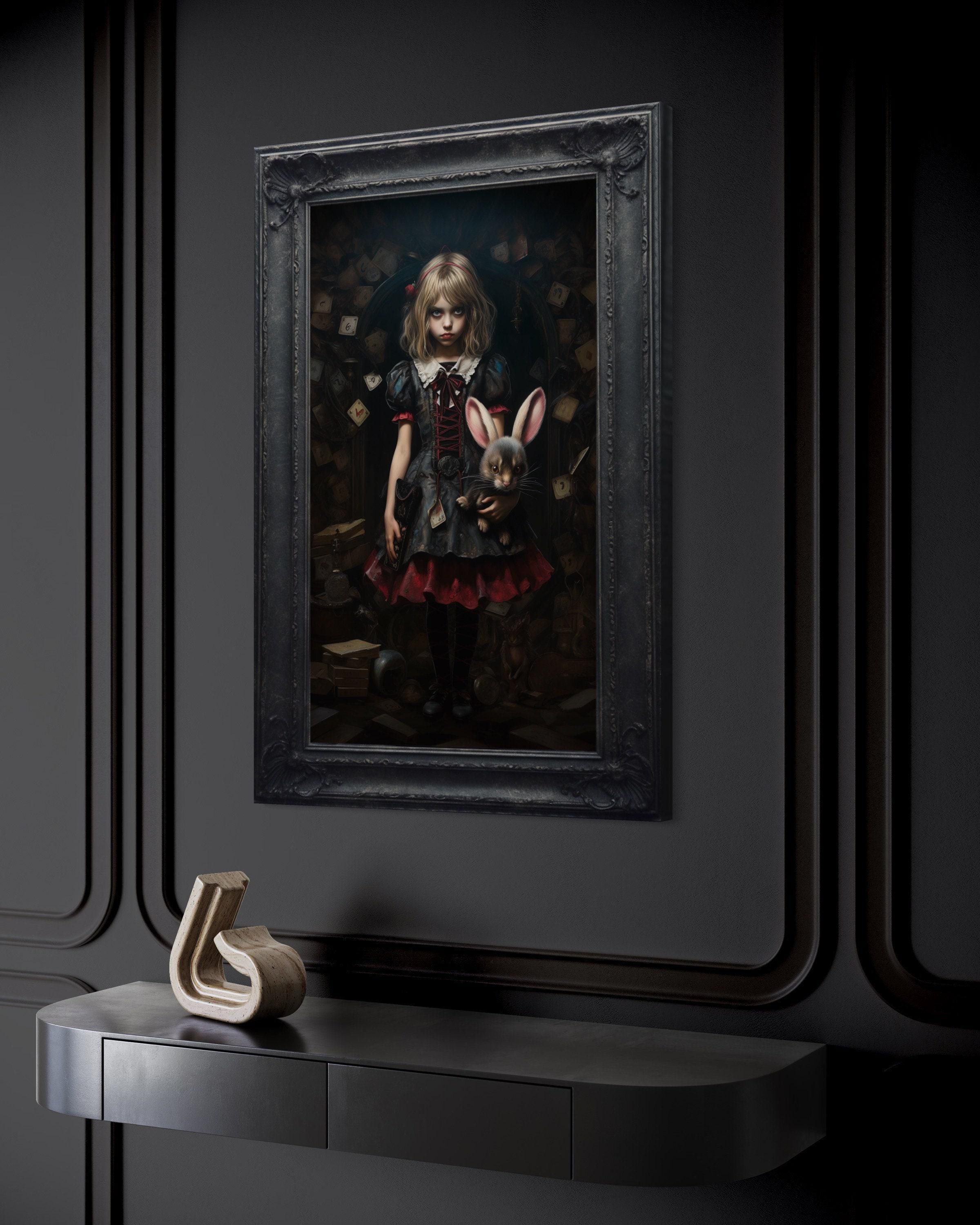 Alice in Wonderland アートパネル Gothic Alice in Wonderland Painting Canvas PRINT, Dark