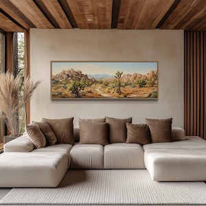 Joshua Tree National Park Panoramic Painting Canvas PRINT, California Wall Art, Southwestern Wall Art Framed Unframed Ready To Hang