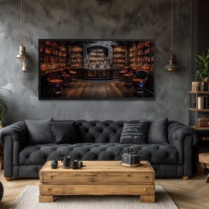 Retro Bar Painting Canvas PRINT, Man Cave Wall Art, Statement Wall Decor, Gifts For Him, Game Room Art, Framed, Unframed, Ready To Hang 画像 6