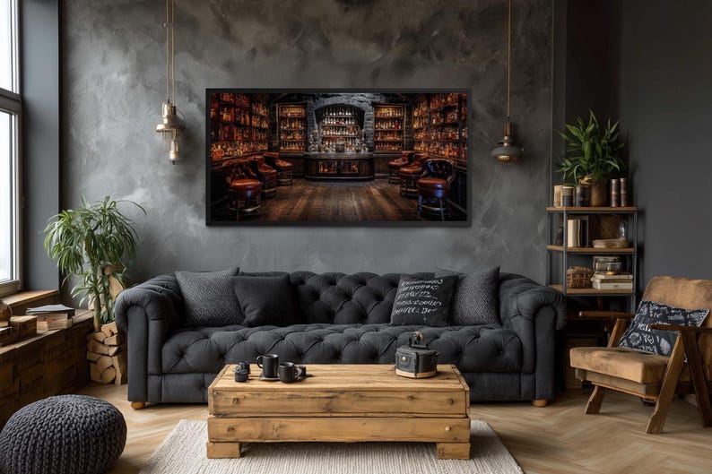 Retro Bar Painting Canvas PRINT, Man Cave Wall Art, Statement Wall Decor, Gifts For Him, Game Room Art, Framed, Unframed, Ready To Hang 画像 6