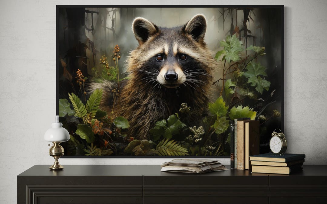 Rustic Raccoon Rustic Raccoon Wall Art, Forest Cabin Animal Print, Woodland Raccoon ...
