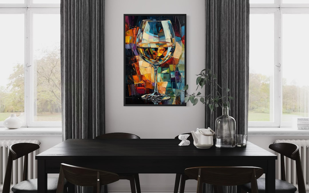 Dining Room Wall Art, Wine Glass Canvas Print, Colorful Abstract Wine ...