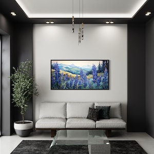 Texas Bluebonnets Field Oil Painting Canvas PRINT, Wildflowers Wall Art, Farmhouse Landscape Wall Decor Framed Unframed Ready To Hang