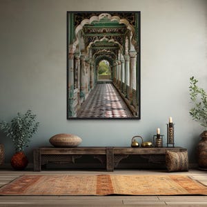 Indian Wall Art, Indian Architecture Painting Canvas PRINT, Traditional Mughal Wall Decor Ready To Hang