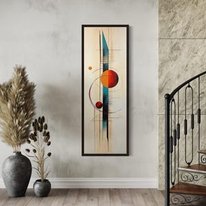 Tall Narrow Mid Century Modern Vertical Wall Art, Stylish Painting Canvas PRINT, Long Vertical  Wall Art Tall Artwork Ready To Hang