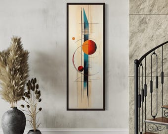 Tall Narrow Mid Century Modern Vertical Wall Art, Stylish Painting Canvas PRINT, Long Vertical  Wall Art Tall Artwork Ready To Hang