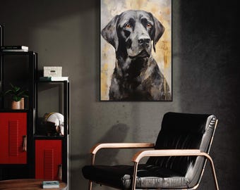 Black Lab Abstract Portrait, Labrador Retriever Personalized Painting Cavas PRINT, Gift For Dog Owners, Large Wall Art Framed Ready To Hang