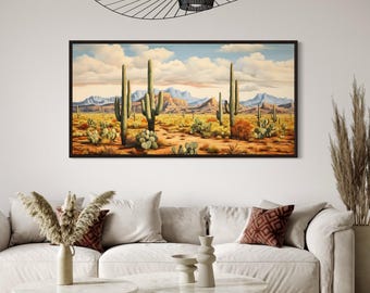 Saguaro Cactus Arizona Sonoran Desert Painting Canvas Print - Southwestern Wall Art Framed, Unframed, Ready To Hang
