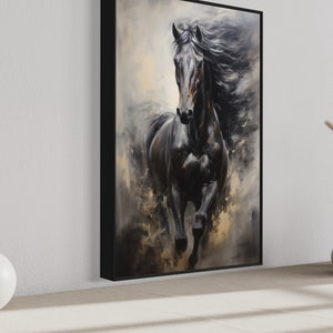 Black Horse Wall Art, Abstract Painting Extra Large Canvas PRINT ...
