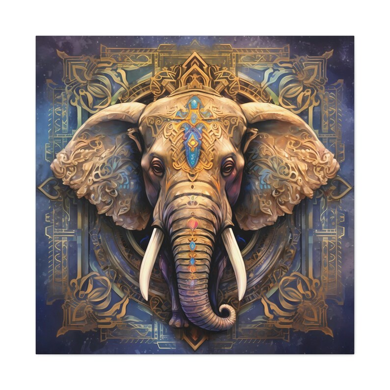 Mandala Elephant Wall Art Indian Elephant Painting Canvas Etsy