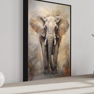 African Elephant Wall Art, Abstract Painting Extra Large Canvas PRINT ...